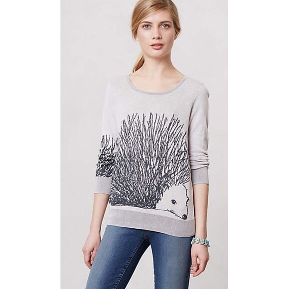Anthropologie Sweaters - HWR Monogram Fluffed Hedgie intarsia sweater, XS